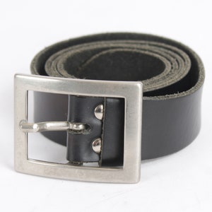 Vintage Black Leather Belt Sturdy Full Grain Rockstar Stage Indie Belt Steel Buckle