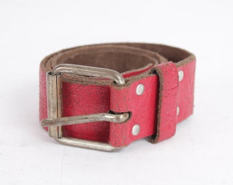 Western Studded Red Leather Belt | Size SM/32 | Distressed Metal Buckle Amazon.com: JIARY Mens and Womens Western Studded Black  main image 2