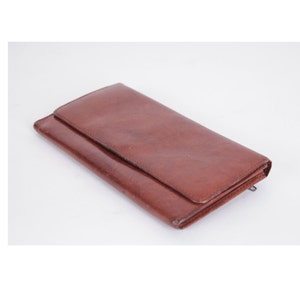 Cartera de cuero vintage de lujo y cara Cartera de cuero marrón castaño Accesorios retro genuinos para mujer Idea de regalo