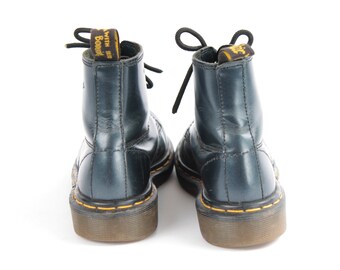 US4 Dr Martens Vintage Metallic Silver Blue Leather Doc