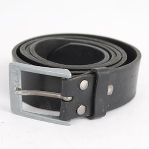 Vintage Black Leather Belt Rockstar Sturdy Full Western Grain Belt Steel Buckle