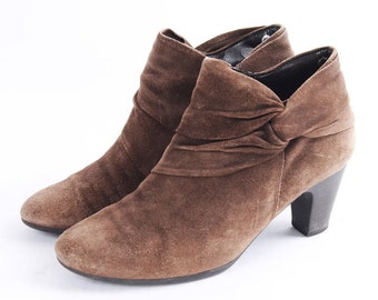 Vintage Brown Suede Ankle Boots - Women's US 5.5 / EU 36