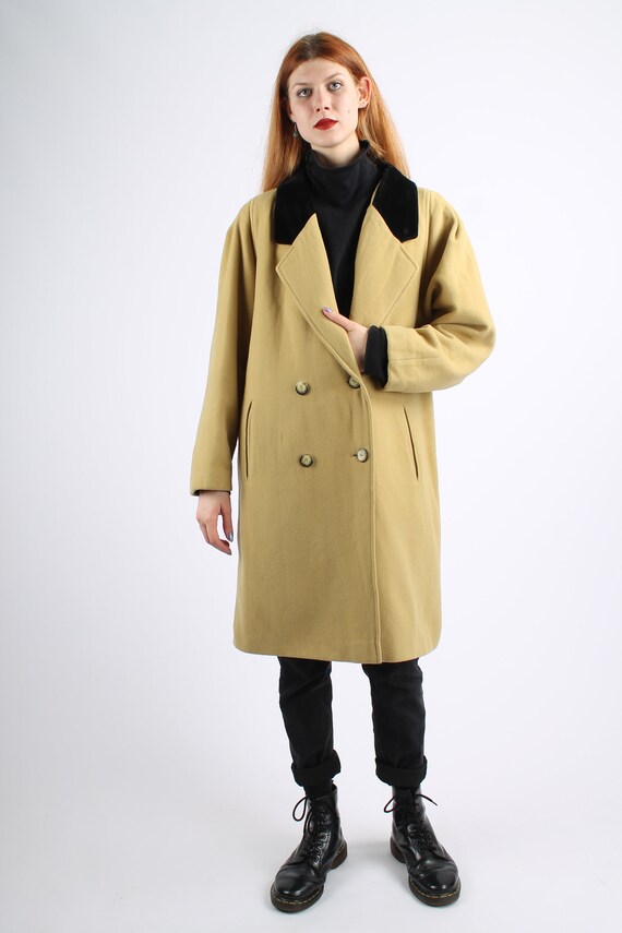 1970s Vintage Citrine Wool Yellow Winter Coat Gre… - image 9