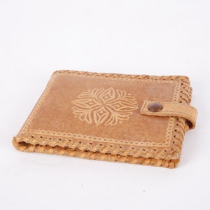 Vintage Einzigartige Boho Cognac Leder Floral Brieftasche Braun Leder Brieftasche Retro Echte Damen Accessoires Geschenkidee