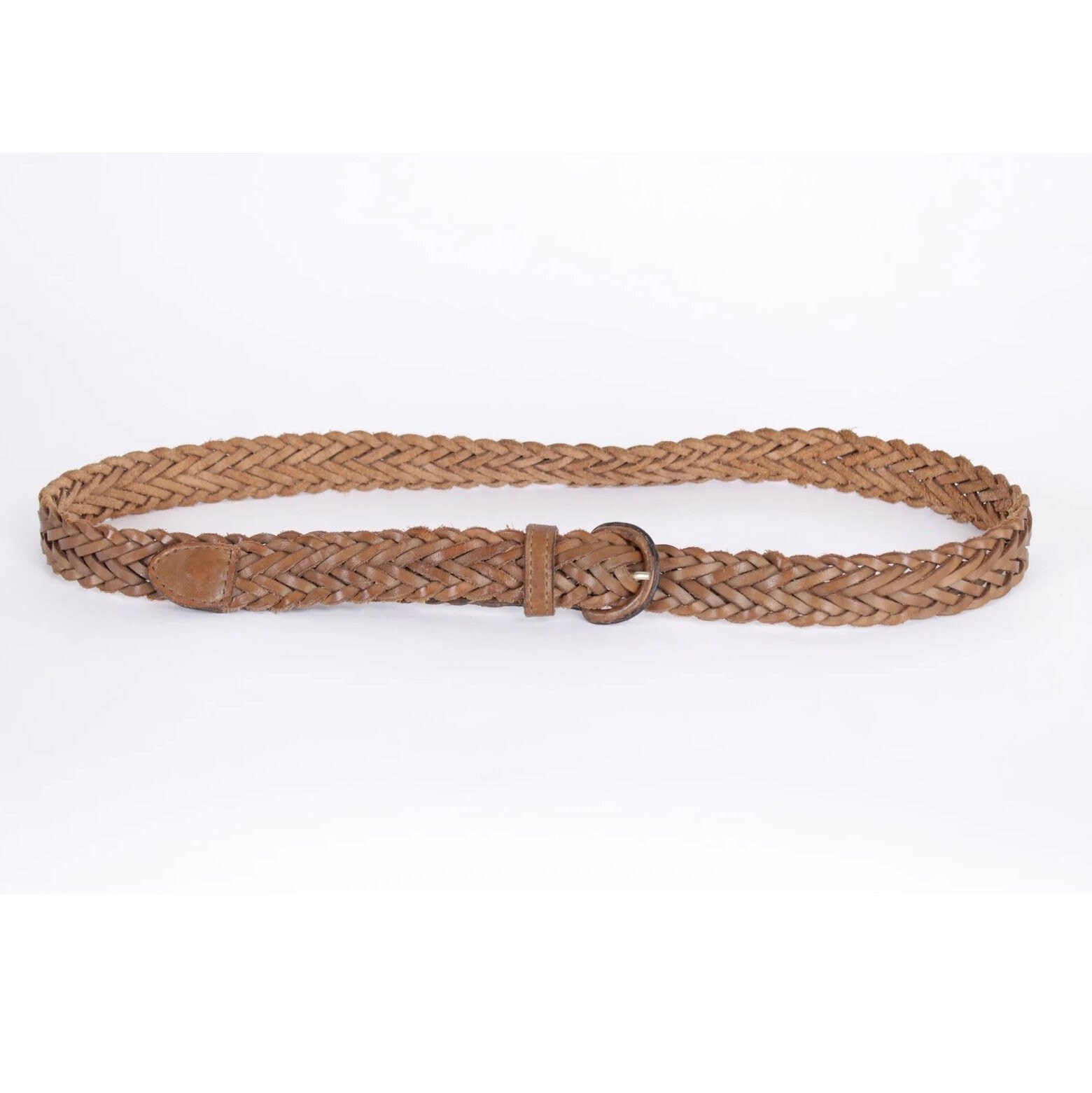 Vintage Braided Cognac Brown Leather Belt: Bohemian Style - Etsy