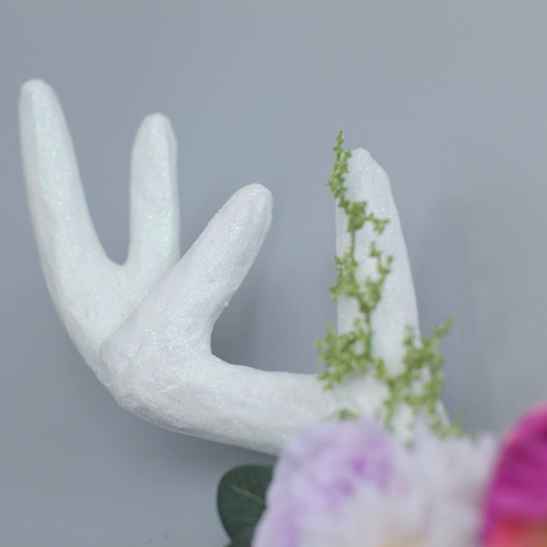 Faux Taxidermy Paper Mache Deer Head Flower Crown Wall Decor