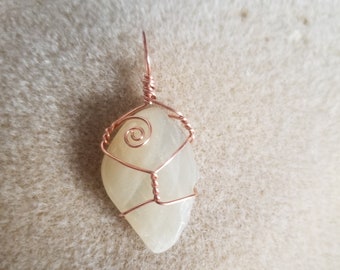 Moonstone Pendant in Copper Wire Wrapping - Swirl - Filigrees