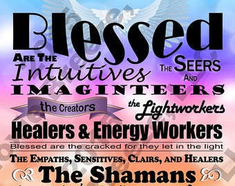 Digital Poster - Blessed are the Intuitives, Seers, Lightworkers, Healers, Energy Workers, Shamans, Empaths, Sensitives, Fairies, Misfits