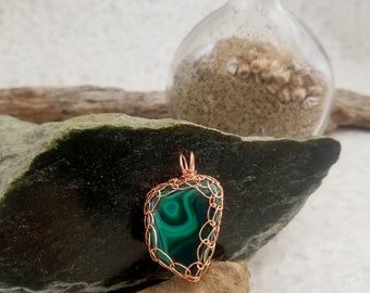 Malachite - Copper Wire Basket