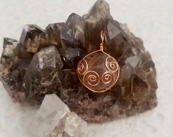 Rutile Quartz - Copper Wire Wrapped - Floral - Filigree - Spiral Decor