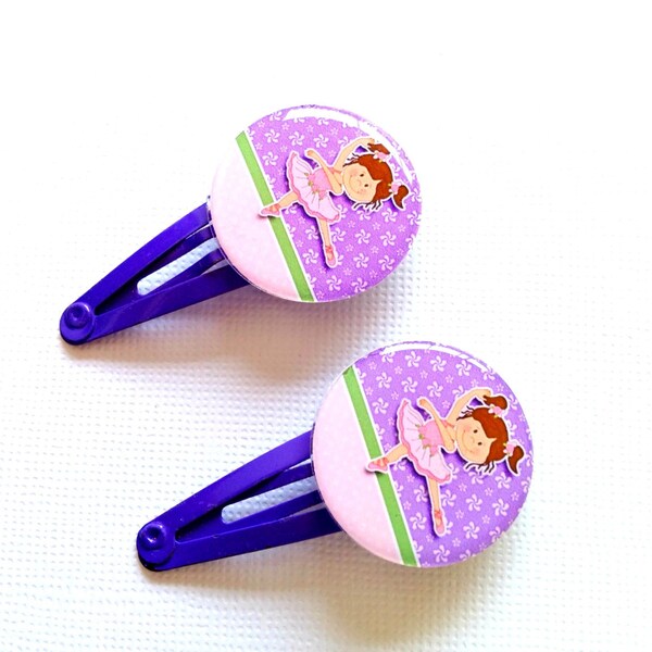 Ballerina Hair Clips for Girls and Toddlers - Baby Barrettes , Purple Bobby Pin for Kids , Hair Accessory for Girls , Snap Clips