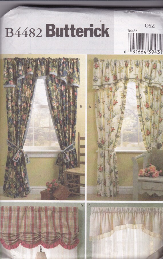 Butterick 4482 Vintage Pattern Home Decor Valance And Curtain Etsy