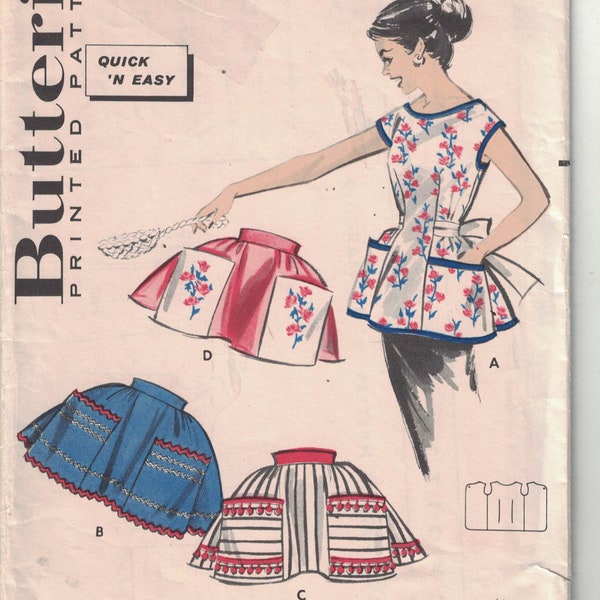 Butterick 8336 1950s Vintage Pattern Aprons in 4 Variations