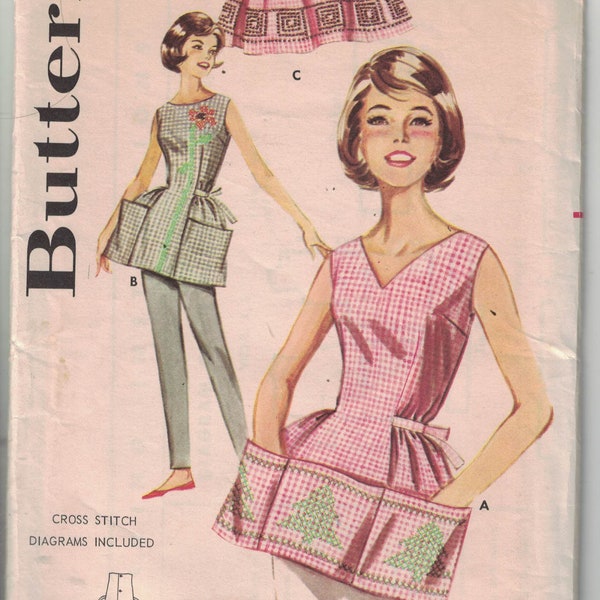 Butterick 9982 1950s Vintage Pattern Aprons in 3 Variations UNCUT