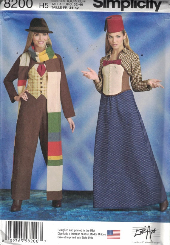 Simplicity 8200 Costume Pattern Womens Dr Who Costumes Size Etsy