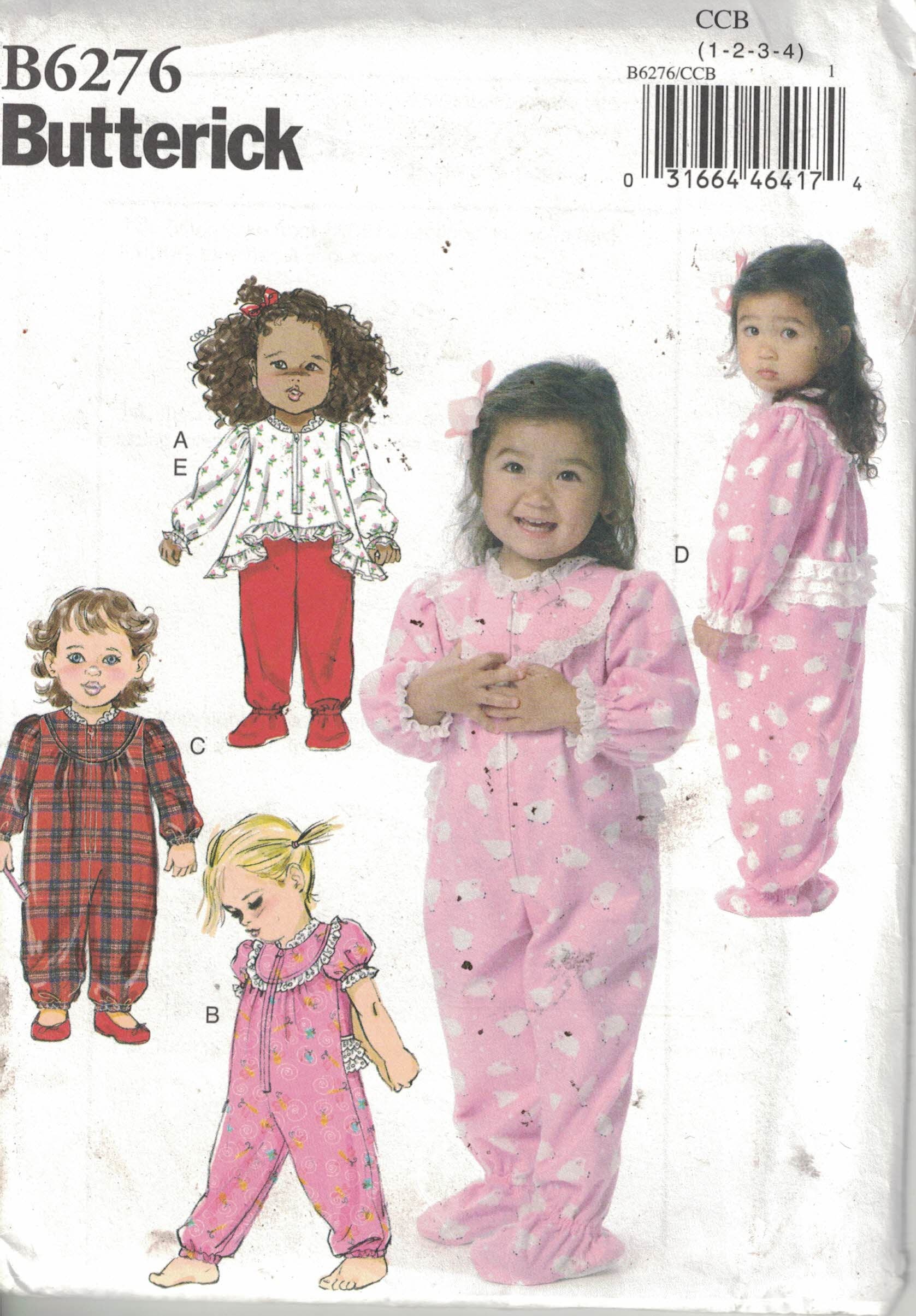 Butterick Pattern B4910 Girl's Pajamas Nightgown Shorts Pants SZ 2-3-4-5 Uncut 