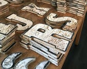 Letter H - Vintage Painted Wooden Letter Salvaged Distressed Chipped Paint Rustic Home Decor Fixer Upper Farmhouse Authentic Antique
