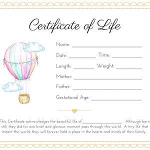 Certificate of Life Printable - Multiple Versions