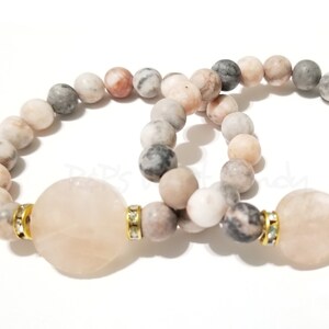Pink Zebra Jasper Bracelet/Rose Quartz Gemstone Bracelet/Beaded Bracelet/Stretchy