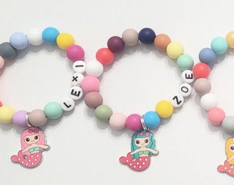 Mermaid/Personalized Name/Bracelets/Stretchy/Christmas Gifts/Colorful/Handmade Beaded Jewelry