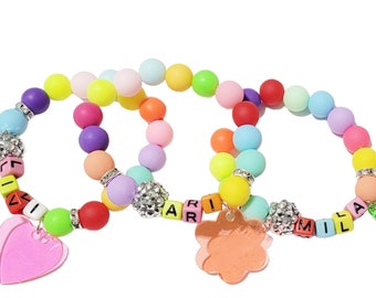 Colorful/Personalized Name/Bracelet/Girls/Charm/Stretchy/Handmade Beaded Jewelry