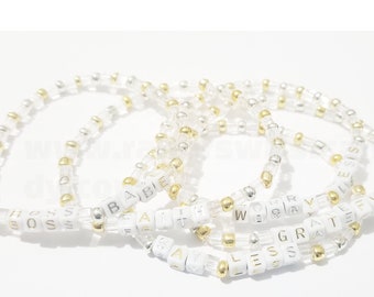 Custom Beaded Name/Phrase Stretch Bracelet/Design Your Own Bracelet/Vsco Girl/Preppy/Stretchy