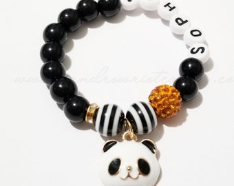 Kids' Custom Beaded Nameplate Panda Bracelet