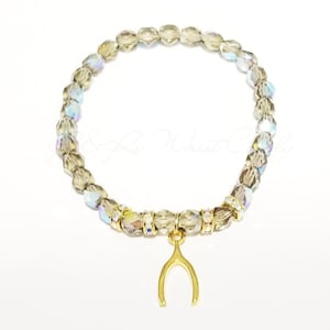 Wishbone Bracelet/Make A Wish/Czech Glass Beads/Minimalist Jewelry/Good Luck Bracelet