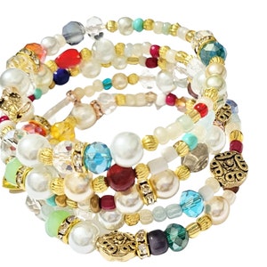 Boho Manschettarmband/Pärltrådsarmband/Stretchigt/Handgjorda smycken/Juxtaposition/Gåvor
