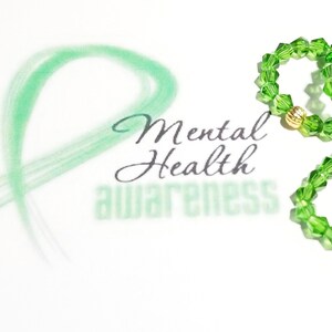 Mental Health Awareness, Rings, Beaded Ring, Swarovski, Stretchy, Green ...