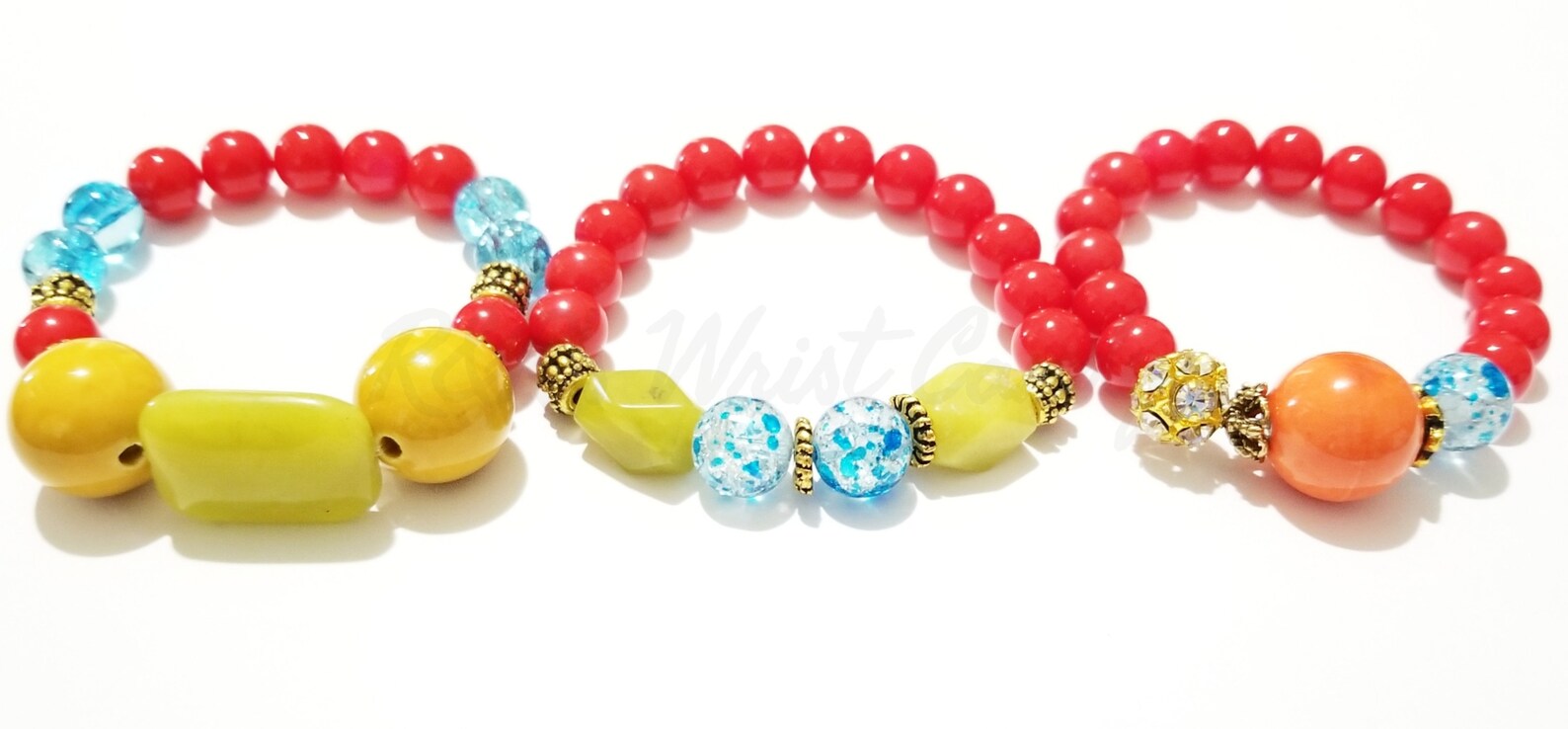 Colorful Bracelet Set of 3 Bracelets/beaded/ Stretchy/gift Etsy