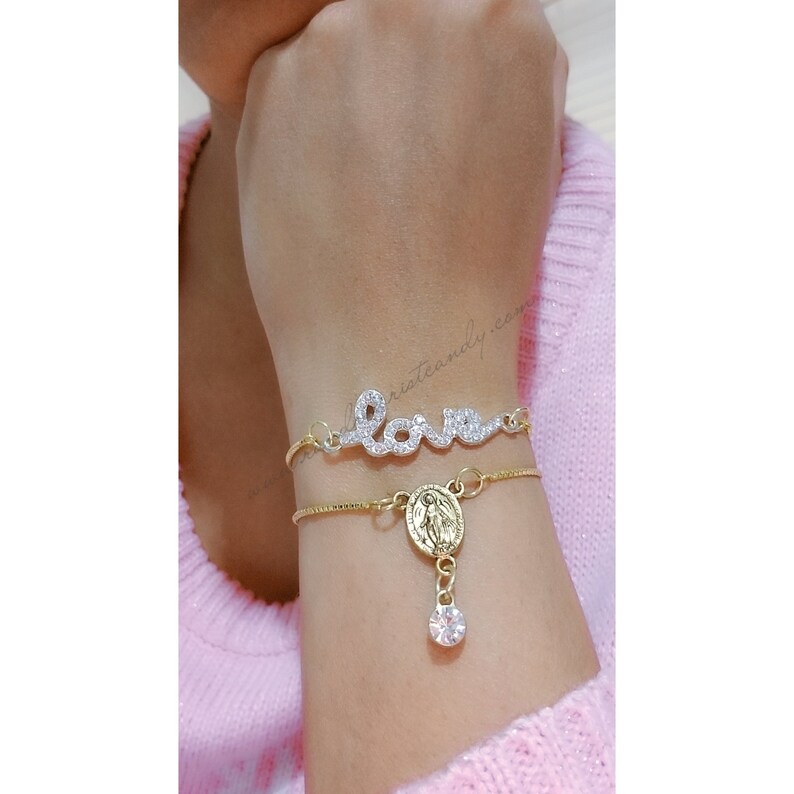 Adjustable Slider Chain Bracelets Gold Plated Love Mother Etsy