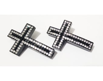 Pulsera de 2 piezas con cruces de diamantes de imitación y conectores laterales