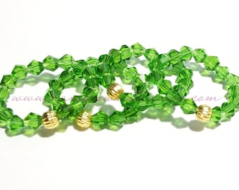Mental Health Awareness, Rings, Beaded Ring, Swarovski, Stretchy, Green Ring, Handmade Customized Beaded Jewelry