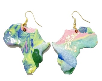 Africa Earrings/Polymer Clay Earrings/Dangle Earrings/Colorful/Gift Ideas For Women