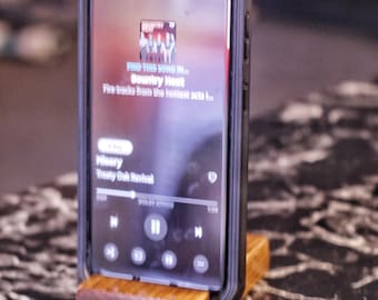 Handcrafted Wooden Phone Stand | Natural Wood Countertop Holder for Kitchen & Office | Eco-Friendly Smartphone Dock