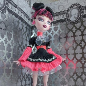 Black brocade outfit with neon pink - MH Monster Doll High Fashion