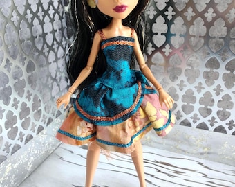 Blue party dress with rust - MH Monster Doll High Fashion