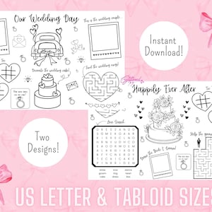 Kids Wedding Activity & Coloring Placemat, Reception Activity Page For Kids, Games and Puzzles, Children&#39;s Activity Table, Digital Download