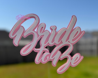 Glitter Bride to Be Cake Topper: Pink Bridal Shower Decoration