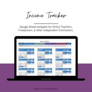 Income Tracker Google Sheets Template for Freelancers Independent Contractors Online Teachers