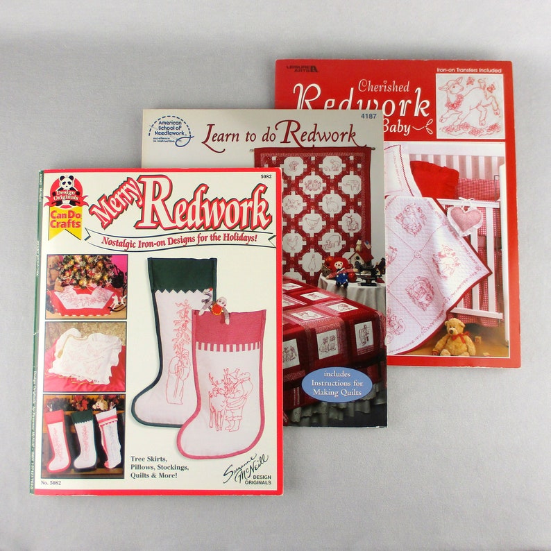 Redwork Embroidery Books Antique Vintage Nostalgic Patterns Etsy