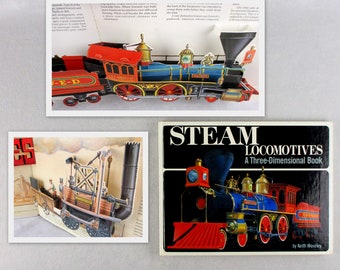 Steam Locomotives 3D Display Vintage Pop Up Train Engines Railroad Railway Book Keith Moseley