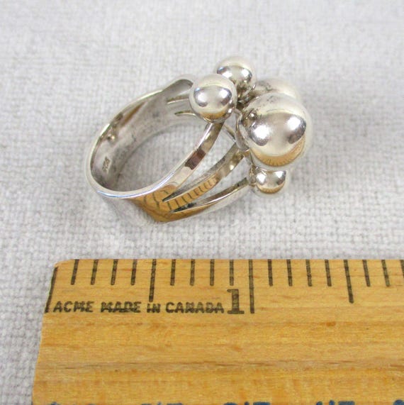 Sterling Silver Atomic Ring Bubble Ball Vintage 1… - image 5