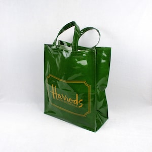Harrods Shopping Bag Vintage London Department Store Classic Green