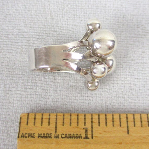 Sterling Silver Atomic Ring Bubble Ball Vintage 1… - image 7