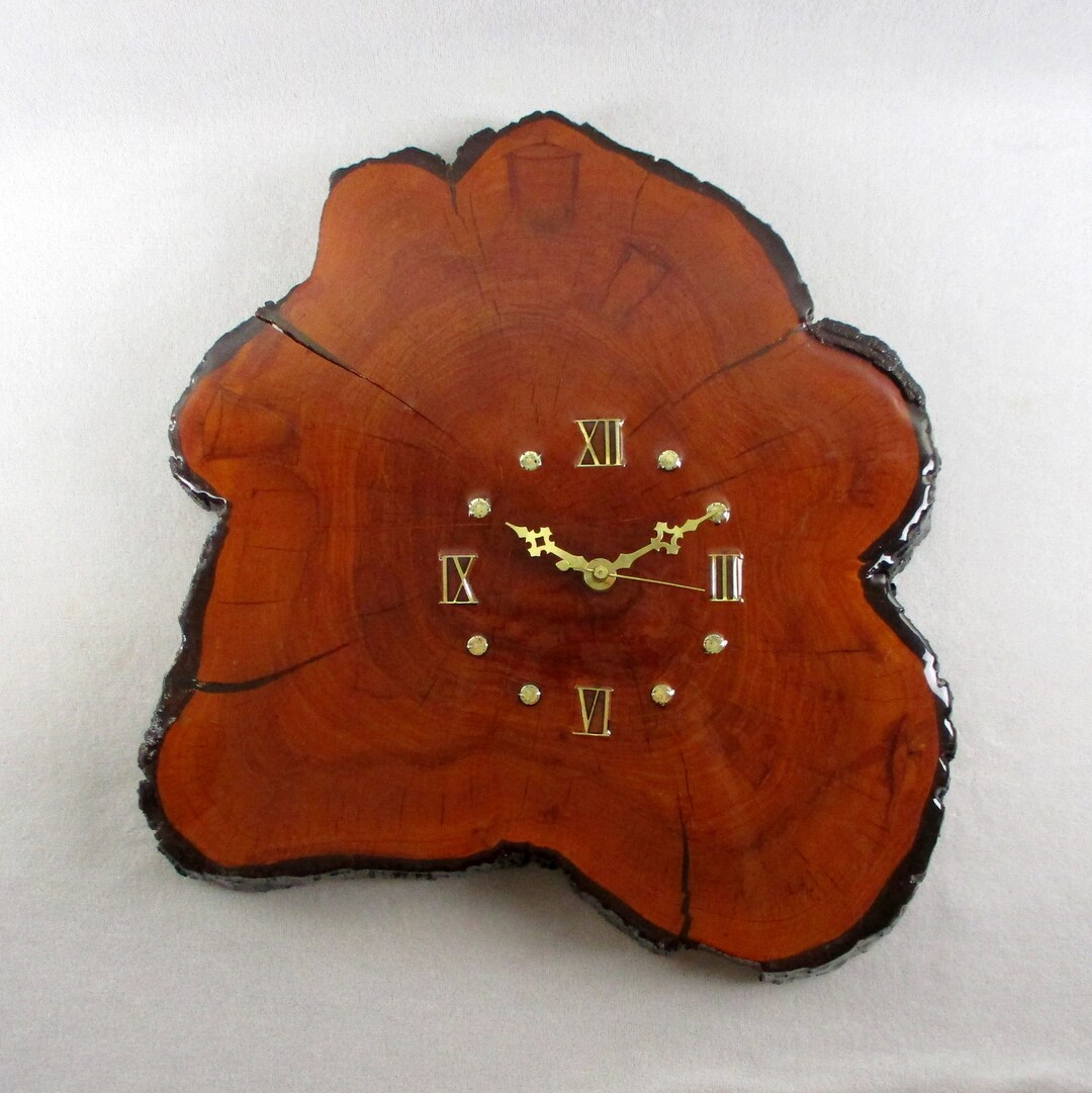 Mid Century Burl Wood Clock MCM Simple Minimalist Midcentury Etsy