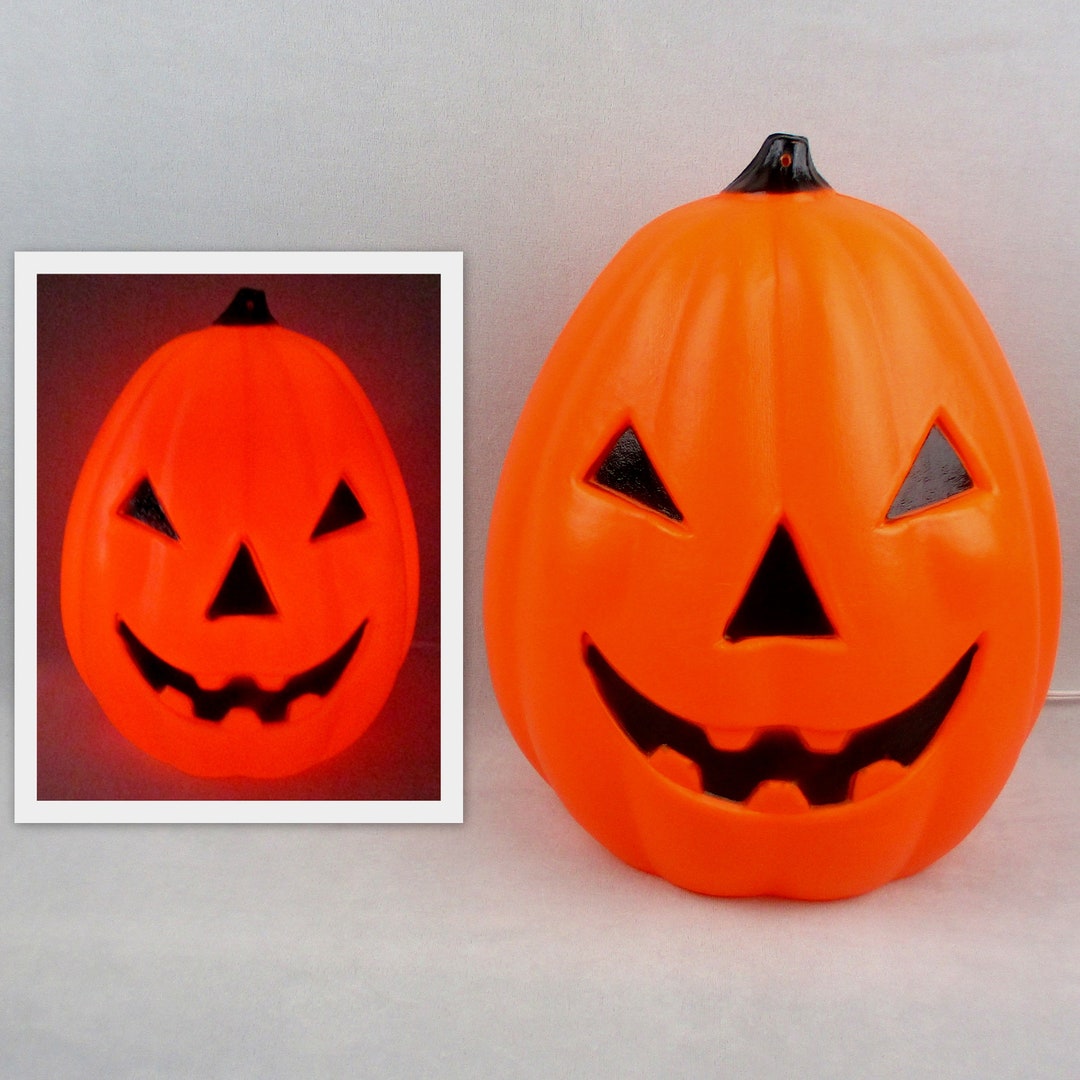 Halloween Pumpkin Jack O Lantern Blow Mold Vintage Blowmold Plastic ...