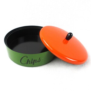 Recipiente apilable para servir y almacenar, lacado, Japón, redondo, para patatas fritas, aperitivos, frutos secos, servir, naranja, azul, verde, amarillo, vintage de los años 60, utensilios de cocina y bar. imagen 8