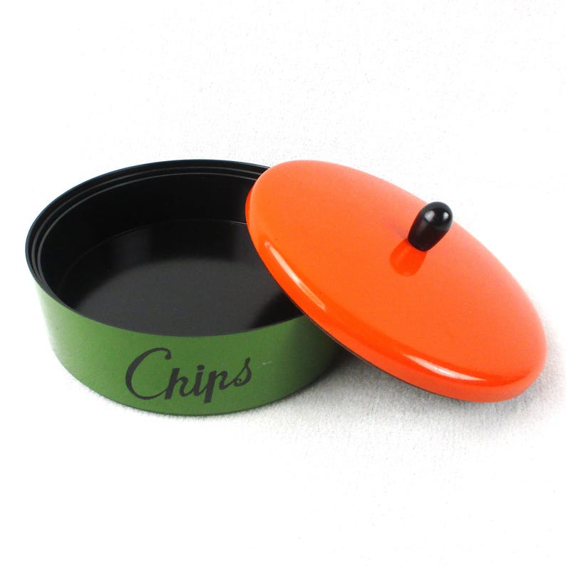 Recipiente apilable para servir y almacenar, lacado, Japón, redondo, para patatas fritas, aperitivos, frutos secos, servir, naranja, azul, verde, amarillo, vintage de los años 60, utensilios de cocina y bar. imagen 8